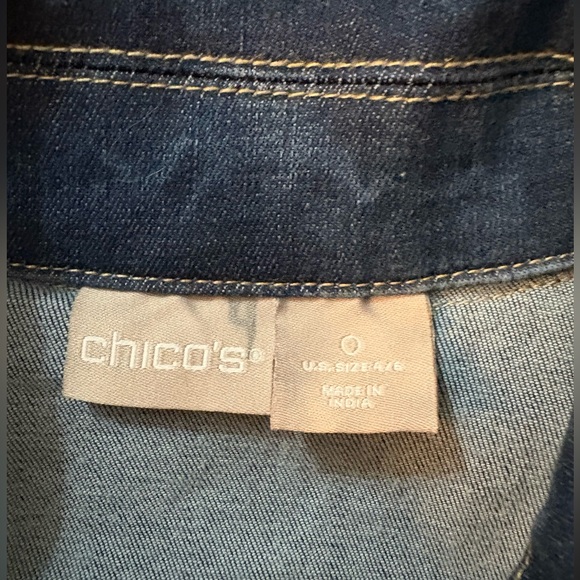 Chicos Jean patchwork colorful patterned jacket coat size 4 / 6 - Picture 4 of 5